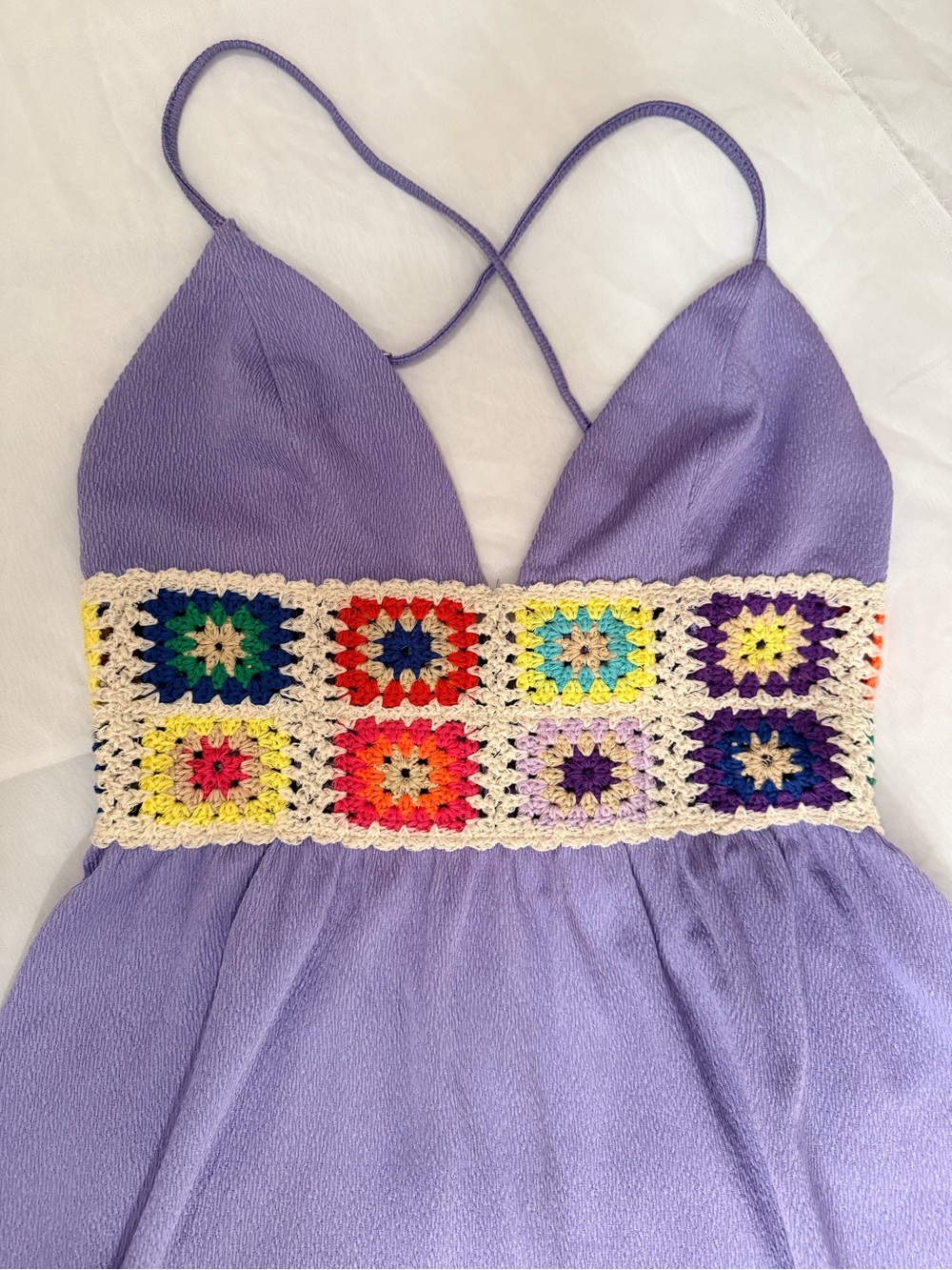 Lavender Crochet-Trim Spaghetti Strap Dress - Picture 2 of 10